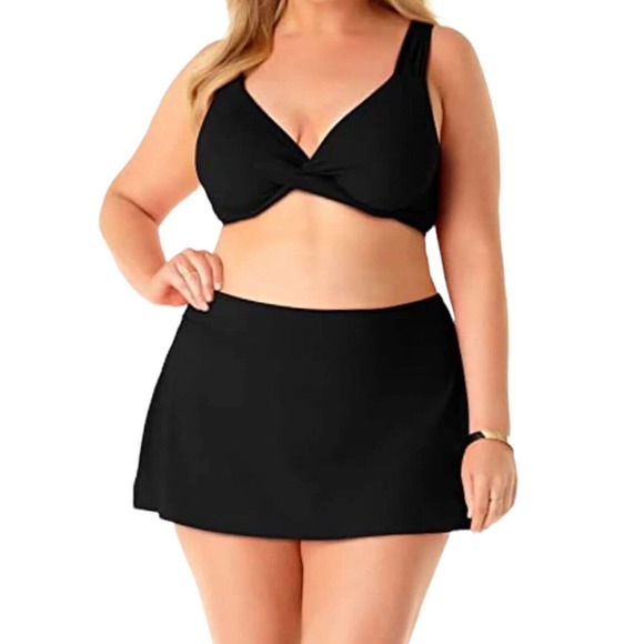 Anne Cole Other - NWT Anne Cole Plus Solid Classic Black Modest Swim Skirt Skort Size 22w